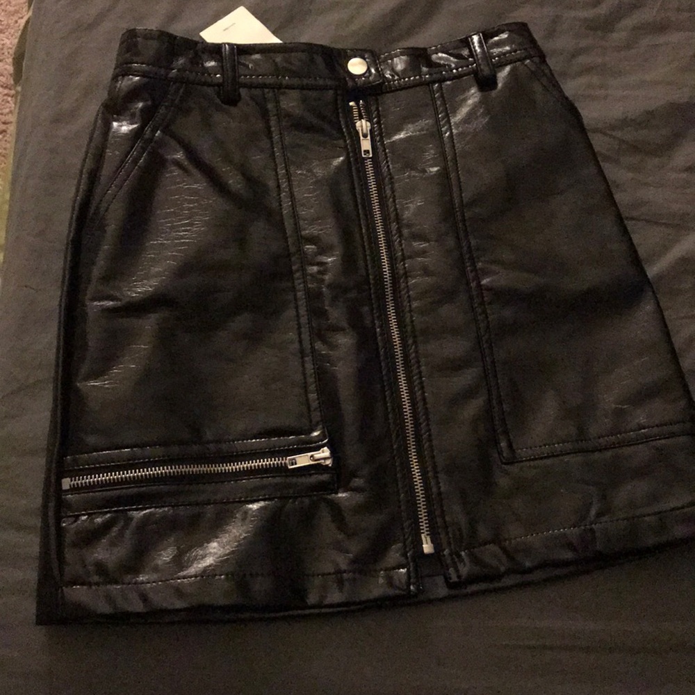 Patent Faux Leather Zip Skirt